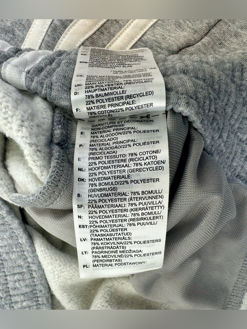 Adidas Climalite Sweatpants Gray 3 Stripe Mens Size 2XL - Picture 5 of 10